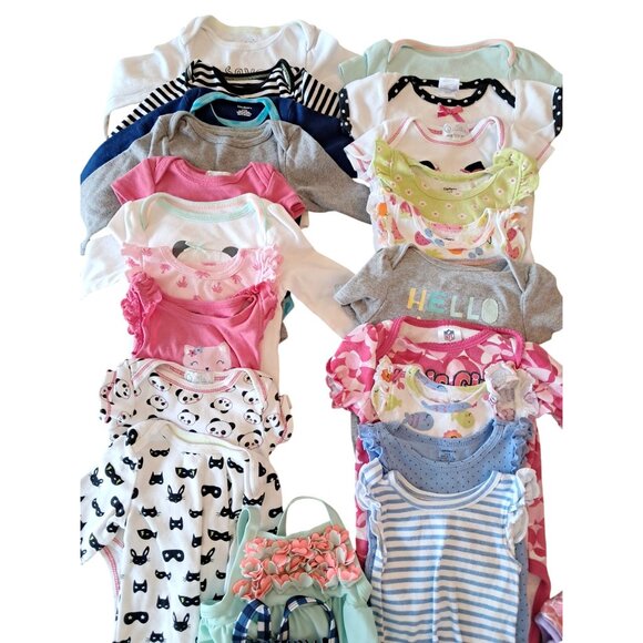 Baby Girl Clothing Lot 3-6 Months 40 + Rompers Swimsuits One Piece Pants Etc - Picture 5 of 10